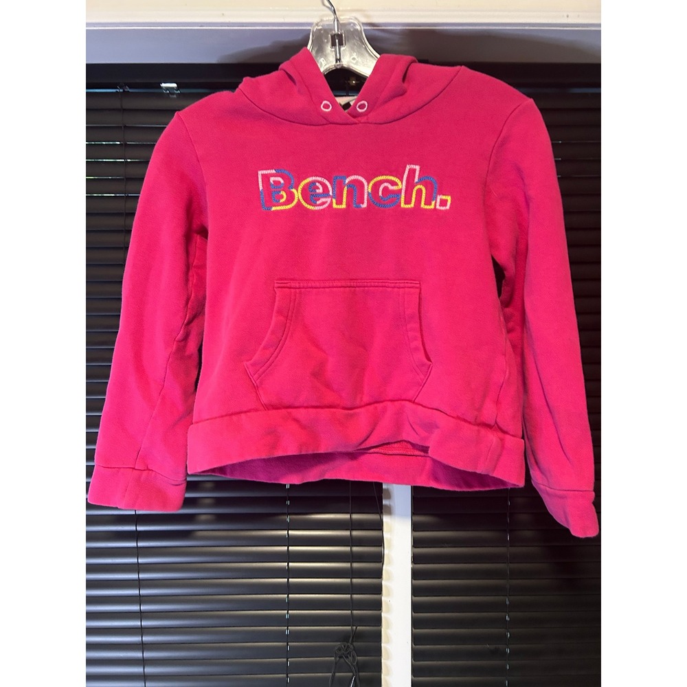 Bench Hoodie Girls S Pink Embroidered Rainbow Logo Pullover Sweatshirt Casual